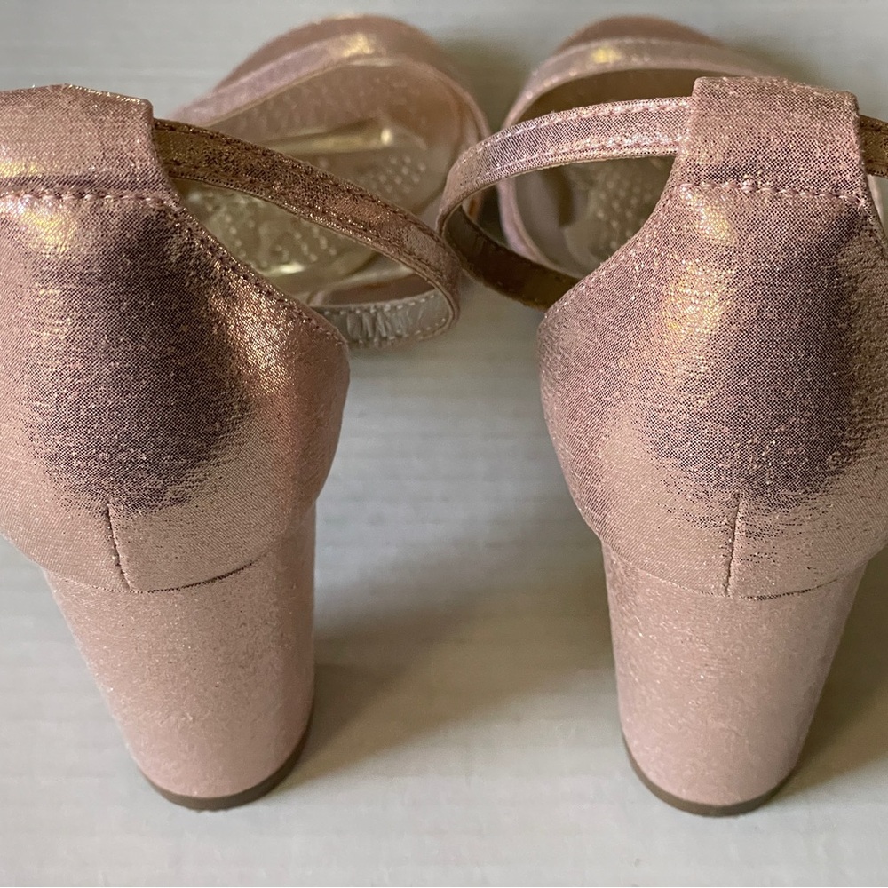 Dream Pairs Pink Metallic High Heels Sandals Chunky Block Heels Women's Size 10 - Picture 6 of 9